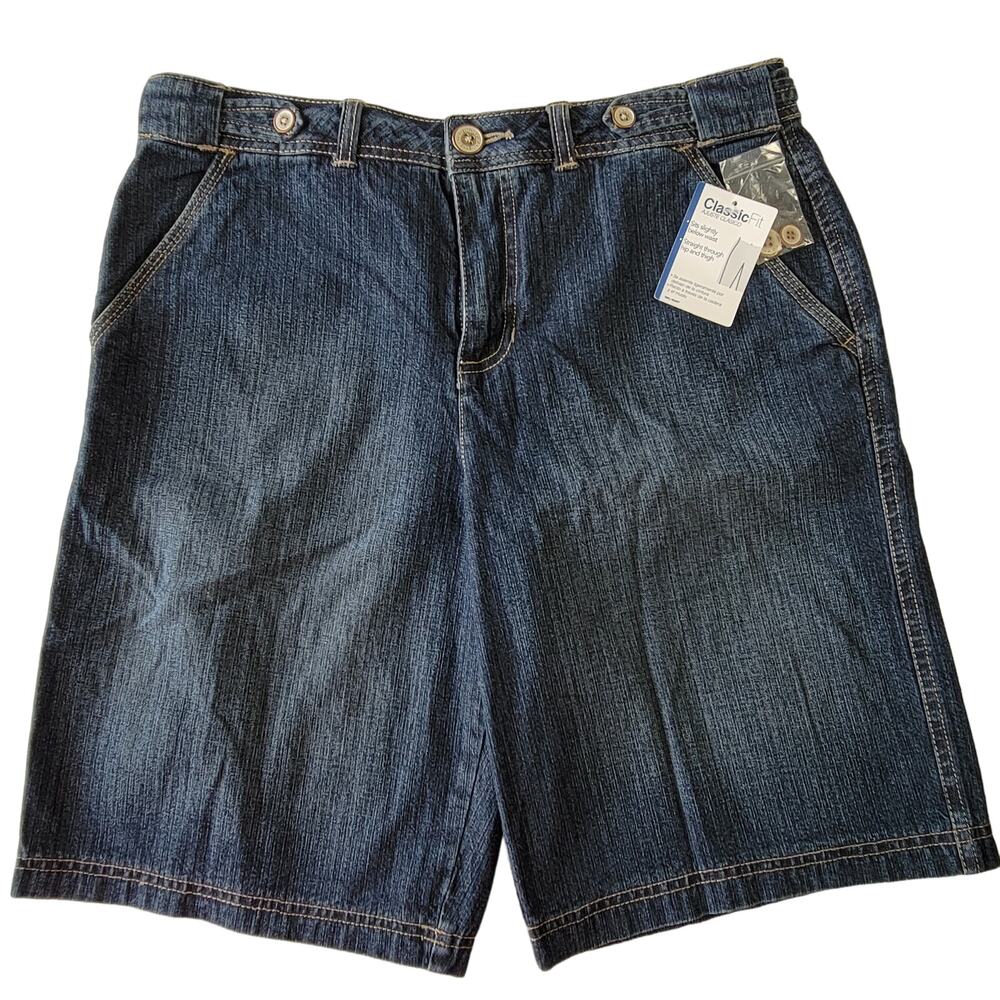 Faded Glory Blue Jean Shorts NEW Dark Wash Denim Straight Midrise Women's Size 8
